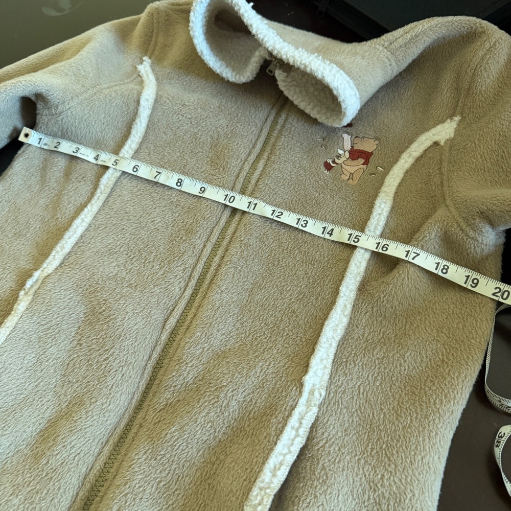 DISNEYLAND RESORT Womens Fleece Jacket Winnie Pooh Embroidered Cozy Tan Size M - Picture 5 of 8